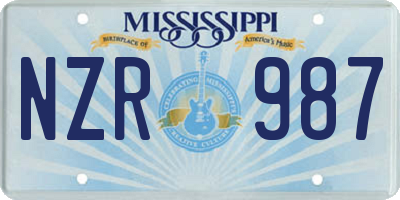 MS license plate NZR987