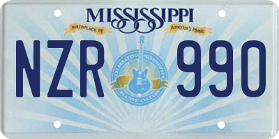 MS license plate NZR990