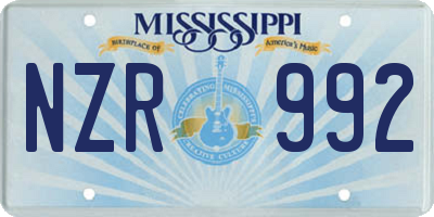 MS license plate NZR992