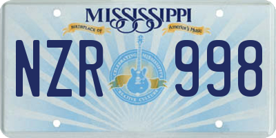 MS license plate NZR998
