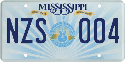 MS license plate NZS004