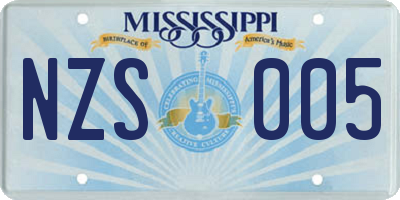 MS license plate NZS005