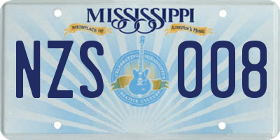 MS license plate NZS008