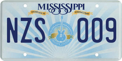 MS license plate NZS009