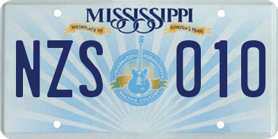 MS license plate NZS010