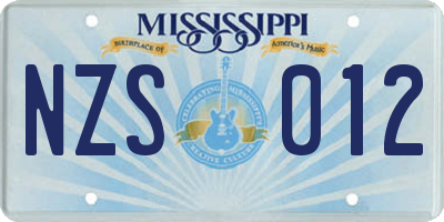 MS license plate NZS012