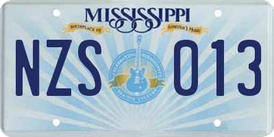 MS license plate NZS013