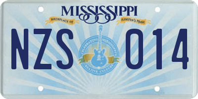 MS license plate NZS014