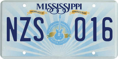 MS license plate NZS016