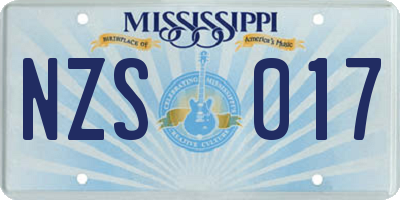 MS license plate NZS017