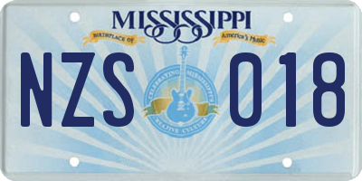 MS license plate NZS018