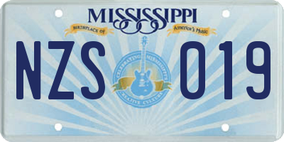 MS license plate NZS019