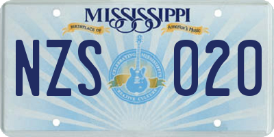 MS license plate NZS020