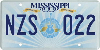 MS license plate NZS022