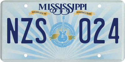 MS license plate NZS024