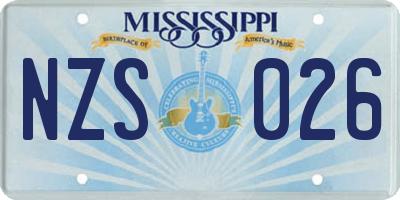 MS license plate NZS026