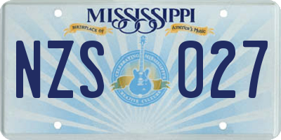 MS license plate NZS027