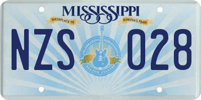 MS license plate NZS028