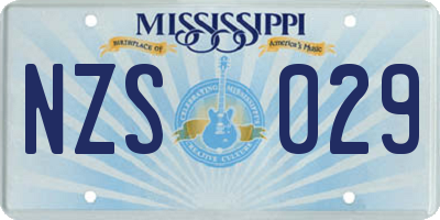 MS license plate NZS029