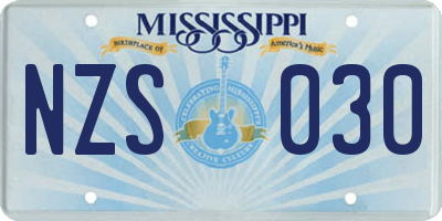 MS license plate NZS030