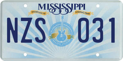 MS license plate NZS031