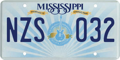 MS license plate NZS032