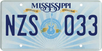 MS license plate NZS033