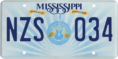 MS license plate NZS034