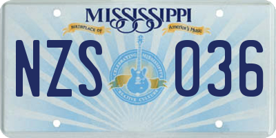 MS license plate NZS036