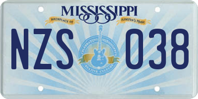 MS license plate NZS038