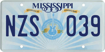 MS license plate NZS039