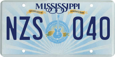 MS license plate NZS040