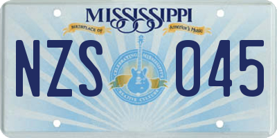 MS license plate NZS045