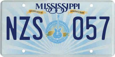 MS license plate NZS057