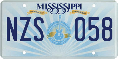 MS license plate NZS058
