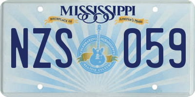 MS license plate NZS059
