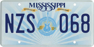 MS license plate NZS068