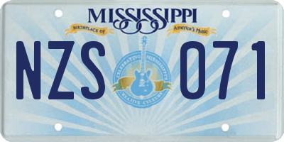 MS license plate NZS071