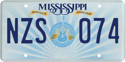MS license plate NZS074