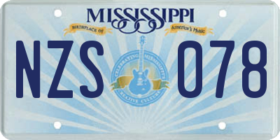 MS license plate NZS078