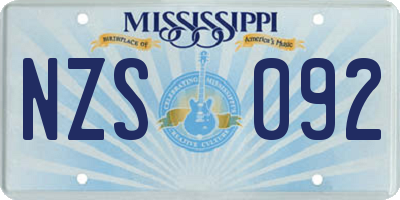 MS license plate NZS092