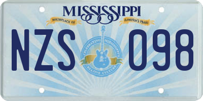 MS license plate NZS098