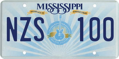 MS license plate NZS100