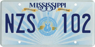 MS license plate NZS102