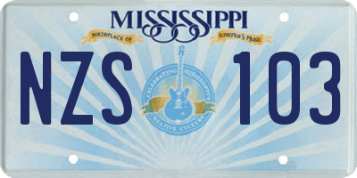 MS license plate NZS103