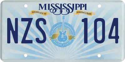 MS license plate NZS104
