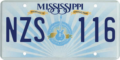 MS license plate NZS116