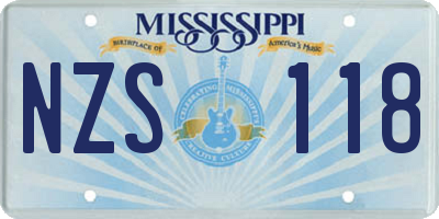MS license plate NZS118