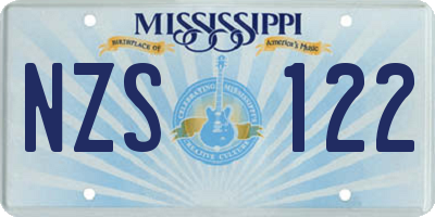 MS license plate NZS122