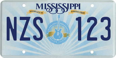 MS license plate NZS123